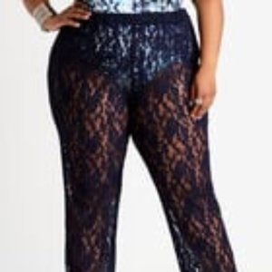 Floral Lace Swim Cover Up Pant, Sz 5X